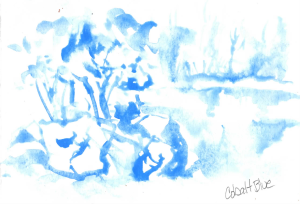 08 Skull Shoals, (03 Cobalt Blue) 5x7, Watercolor